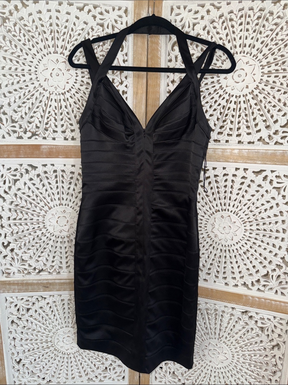 2008 Cache Black Bandage V-Neck Mini Dress